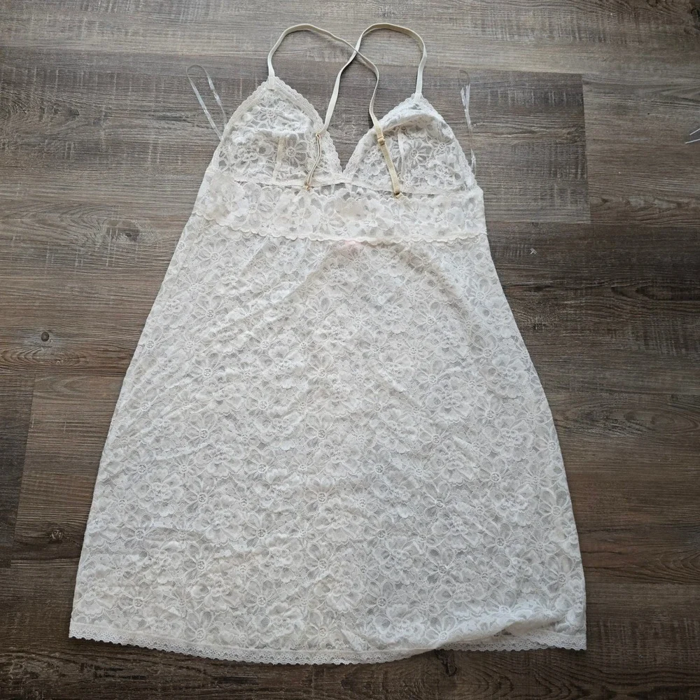 Victoria's Secret Floral Lace Slip Dress Cream Ivory Size XL Adjustable Straps